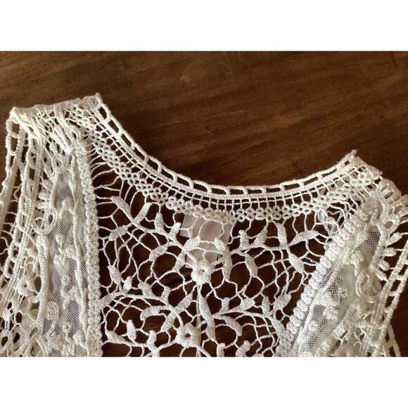 MOSSIMO Bohemian Lace Open Front Vest BOHO CHIC 100% Cotton Ivory Medium - Large - Picture 9 of 14